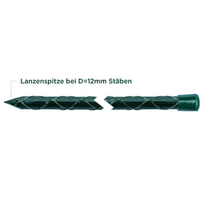 Rankstab mit lanzenspitze für festen Boden
